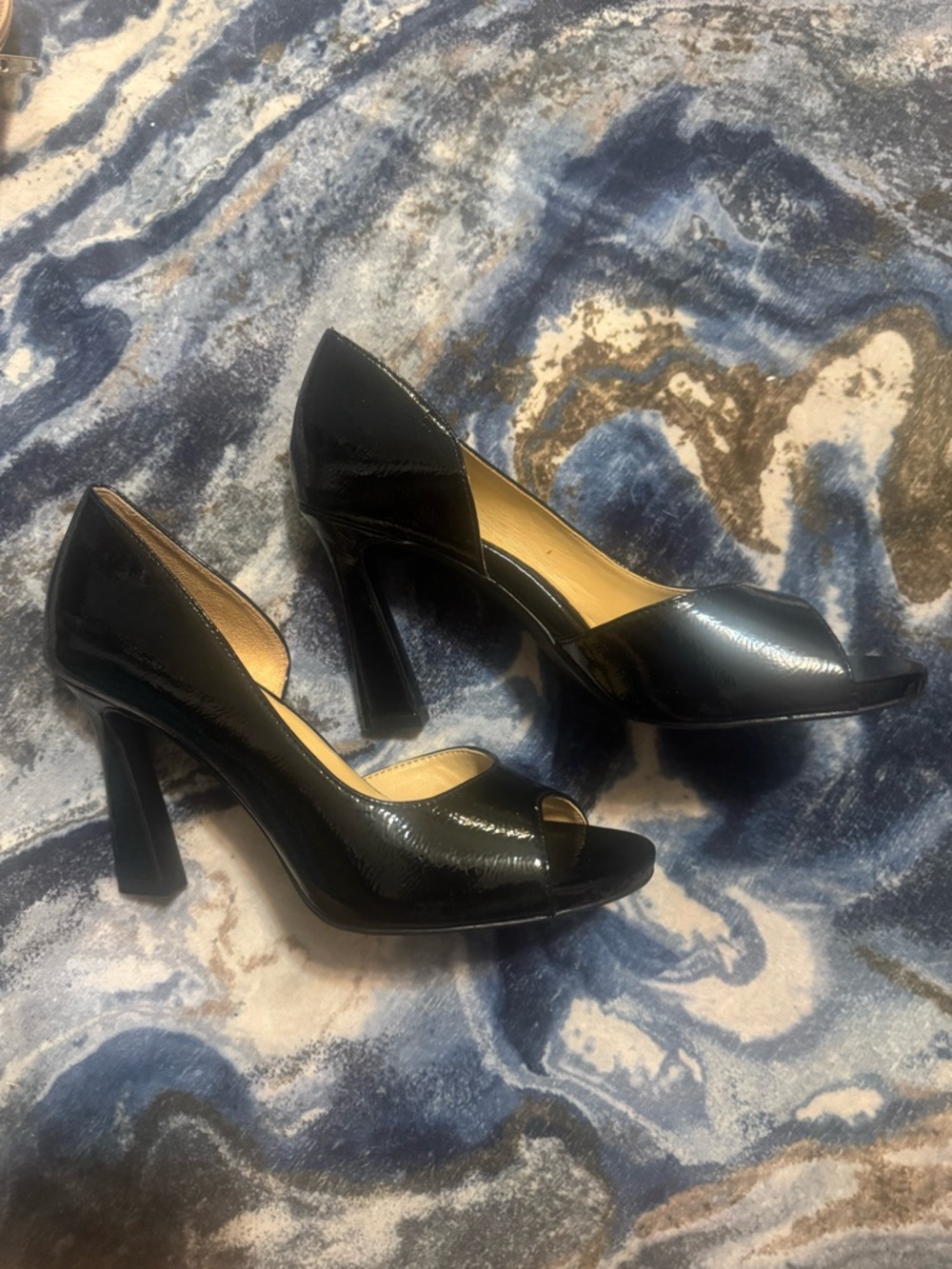 Naturalizer Black Patent Open-Toe Heels